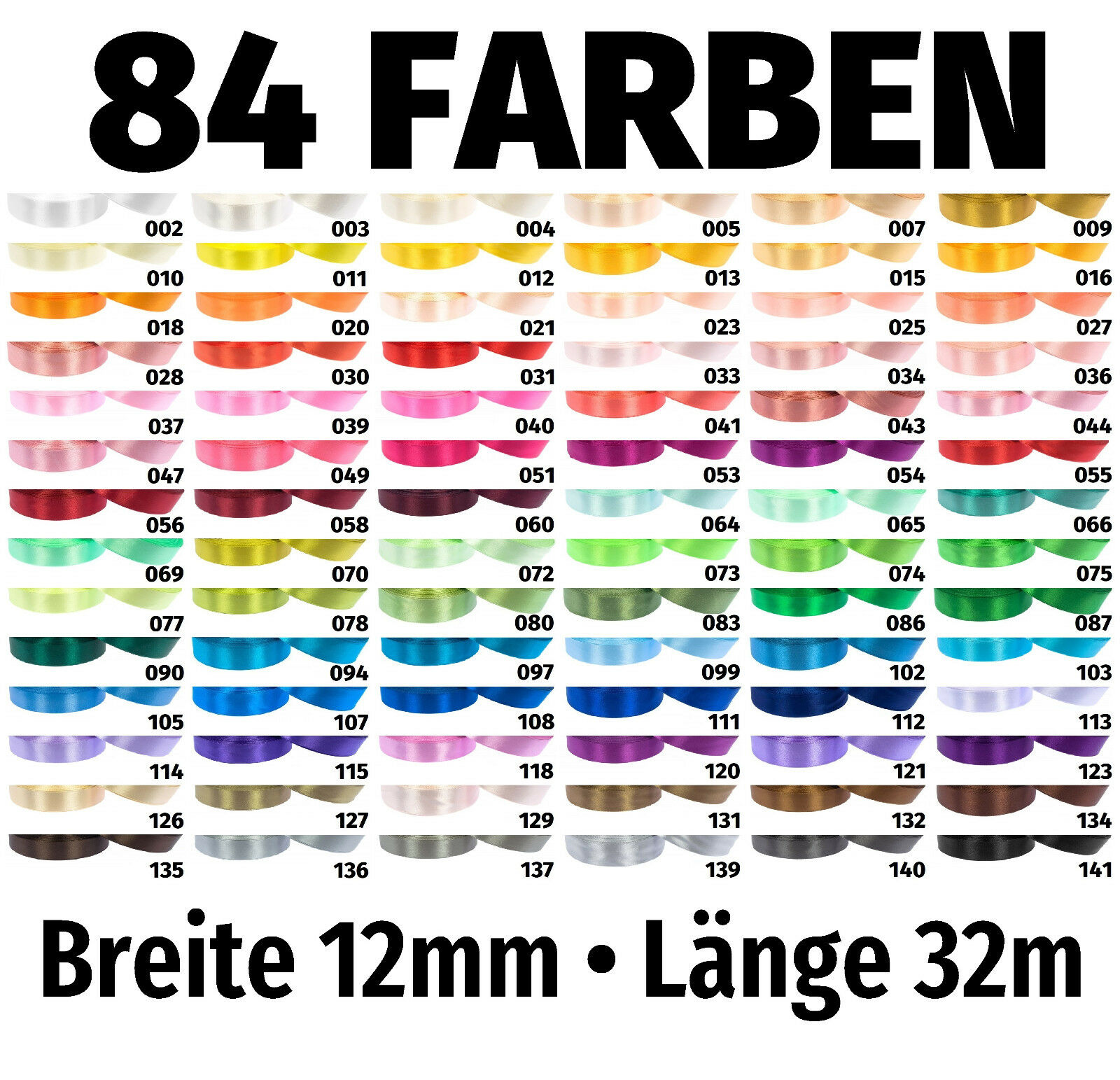 32m X 12mm Satinband Schleife Band Dekoband Geschenkband Deko 84 Farben Zur Wahl