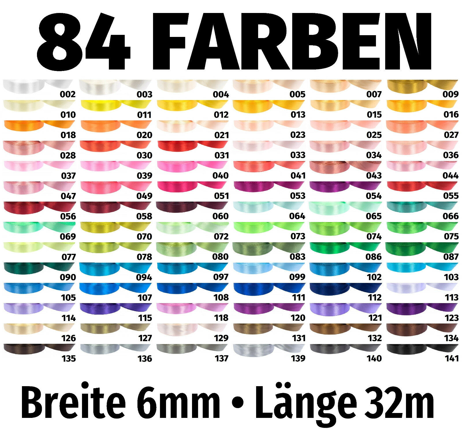 32m X 6mm Satinband Schleife Band Dekoband Geschenkband Deko 84 Farben Zur Wahl